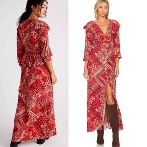 Free People Bohemian Red Maxi Dress